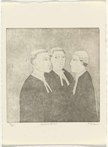 Artist: b'Dickerson, Robert.' | Title: b'Conciliation.' | Date: 1988 | Technique: b'etching and aquatint, printed in black ink, from one zinc plate'