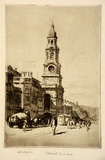 Artist: LINDSAY, Lionel | Title: Adelaide Town Hall | Date: 1920 | Technique: etching, printed in brown ink with plate-tone, from one copper plate | Copyright: Courtesy of the National Library of Australia