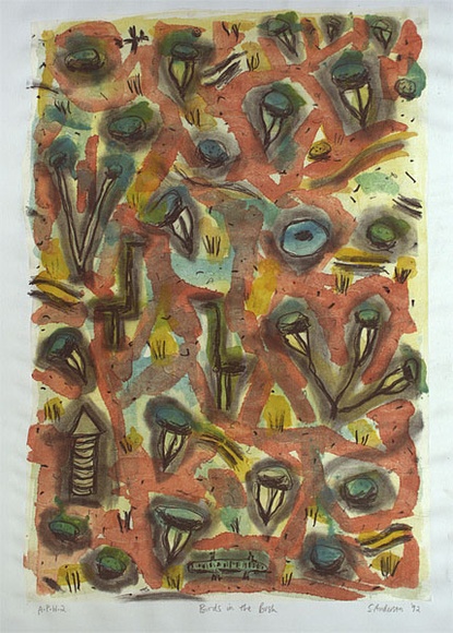 Artist: b'Anderson, Sue.' | Title: b'Birds in the bush' | Date: 1992, February | Technique: b'lithographic, printed in colour, from multiple stones'