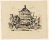 Artist: LINDSAY, Lionel | Title: The old Barracks, King Street, Sydney. | Date: 1917 | Technique: etching, printd in brown ink, from one plate | Copyright: Courtesy of the National Library of Australia