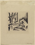 Artist: Kingston, Amie. | Title: Gas mask | Date: 1939 | Technique: lithograph, printed in black ink, from one stone