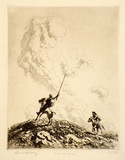 Artist: b'LINDSAY, Lionel' | Title: b'Don Quixote' | Date: 1922 | Technique: b'etching, printed in brown ink with plate-tone, from one plate' | Copyright: b'Courtesy of the National Library of Australia'
