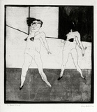 Artist: b'BALDESSIN, George' | Title: b'Dancers a-go-go.' | Date: 1966 | Technique: b'etching, aquatint, lavis and foul biting, printed in black ink, from one plate'