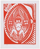 Artist: b'Lasisi, David.' | Title: b'The confused one' | Date: 1976 | Technique: b'screenprint, printed in red ink, from one stencil'