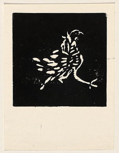 Artist: b'WILLIAMS, Fred' | Title: b'Cockerel [2nd version]' | Date: 1957 | Technique: b'linocut, printed in black ink, from one block' | Copyright: b'\xc2\xa9 Fred Williams Estate'