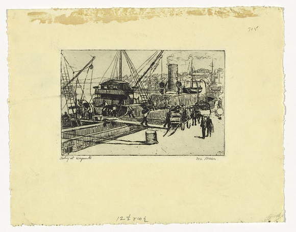 Artist: b'Meeson, Dora.' | Title: b'Coaling at Weymouth' | Date: by 1934 | Technique: b'etching, printed in black ink, from one plate'