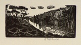 Artist: OGILVIE, Helen | Title: not titled [Buggy with two passengers] | Date: (1947) | Technique: wood-engraving, printed in black ink, from one block