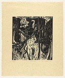 Artist: b'AMOR, Rick' | Title: b'Dam and stump.' | Date: 1985 | Technique: b'woodcut, printed in black ink, from one block'