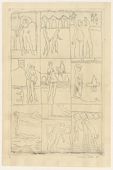 Title: b'not titled [series of nine nudes]' | Date: 1965 | Technique: b'etching and foul-biting, printed in black ink with plate-tone, from one plate'