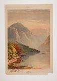Artist: b'Hamel Brothers.' | Title: b'(New Zealand lake view)' | Technique: b'lithograph, printed in colour, from multiple stones [or plates]'