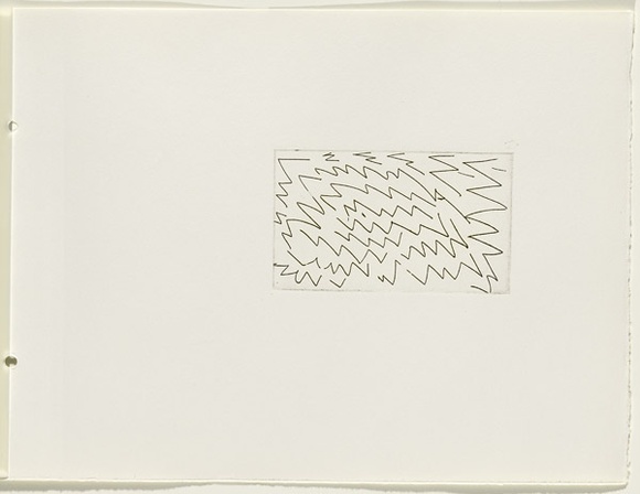 Artist: b'JACKS, Robert' | Title: b'not titled [abstract linear composition]. [leaf 15 : recto]' | Date: 1978 | Technique: b'etching, printed in black ink, from one plate'