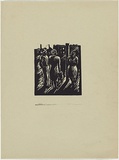 Artist: b'Carter, Maurie.' | Title: b'(Street conversation).' | Date: 1949 | Technique: b'linocut, printed in black ink, from one block'