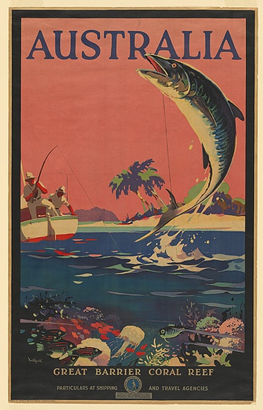 Artist: b'Northfield, James.' | Title: b'Great Barrier Coral Reef, Australia.' | Date: (1930s) | Technique: b'lithograph, printed in colour, from multiple stones' | Copyright: b'\xc2\xa9 James Northfield Heritage Art Trust'