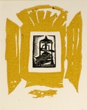 Artist: OGILVIE, Helen | Title: not titled [Relief printing press]. | Date: c.1947 | Technique: wood-engraving and linocut, printed in colour, from multiple blocks
