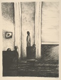 Artist: Trenfield, Wells. | Title: The quiet room with Ainslie Reaves | Date: 1980s | Technique: lithograph, printed in black ink, from one stone