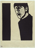 Artist: b'MADDOCK, Bea' | Title: b'Male I' | Date: 1967 | Technique: b'woodcut, printed in black ink, from one masonite block'