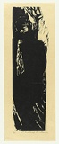 Artist: b'AMOR, Rick' | Title: b'Self portrait by a canal.' | Date: 1990 | Technique: b'woodcut, printed in black ink, from one block'