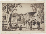 Artist: b'LINDSAY, Lionel' | Title: b'The pack horse' | Date: 1931 | Technique: b'drypoint, printed in brown ink with plate-tone, from one plate' | Copyright: b'Courtesy of the National Library of Australia'