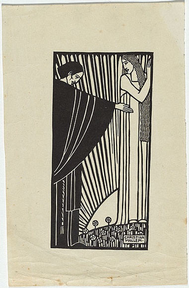 Artist: b'Waller, Christian.' | Title: b'Perhaps it was the dark held out his hand, And morning came and stole his hand away.' | Date: (1931) | Technique: b'linocut, printed in black ink, from one block'