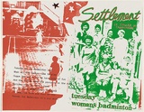 Artist: WORSTEAD, Paul | Title: Settlement - Badminton poster and poem. | Date: 1976 | Technique: screenprint, printed in colour, from two stencils, | Copyright: This work appears on screen courtesy of the artist