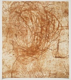 Artist: b'PARR, Mike' | Title: b'Alphabet/Haemorrhage.' | Date: 1992-93 | Technique: b'etching, printed in red ochre ink, from one plate'