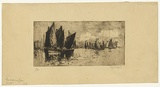 Artist: LONG, Sydney | Title: Drying sails | Date: c.1919 | Technique: line-etching and drypoint, from one zinc plate | Copyright: Reproduced with the kind permission of the Ophthalmic Research Institute of Australia
