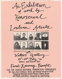 Artist: b'UNKNOWN' | Title: b'An exhibition of work by homosexual and lesbian artists, Watters Gallery, Sydney' | Date: 1978 | Technique: b'screenprint, printed in black ink, from one stencil; with collage of xerography'