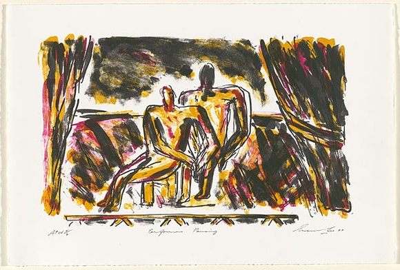 Artist: b'Lee, Graeme.' | Title: b'Performers pausing' | Date: 1997, September | Technique: b'lithograph, printed in colour, from three stones'