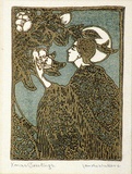 Artist: b'Waller, Christian.' | Title: b'Greeting card: Christmas' | Date: c.1926 | Technique: b'linocut, printed in colour, from two blocks'