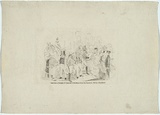 Artist: Thomson, | Title: Sketch in Bourke Street, arrival of the mails from the diggings. | Date: c.1855 | Technique: etching, printed in black ink, from one copper plate