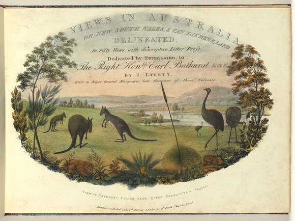 Artist: b'Lycett, Joseph.' | Title: bView in Bathurst Plains near Queen Charlotte's Valley. | Date: 1824 | Technique: b'lithograph, printed in black ink, from one stone; Hand-coloured'