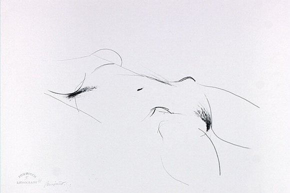 Artist: b'Powditch, Peter.' | Title: b'not titled [reclining female nude]' | Date: c.1972 | Technique: b'lithograph, printed in black ink, from one plate'