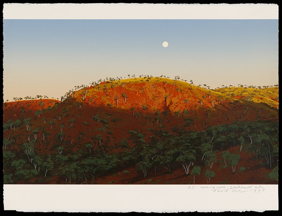 Artist: b'ROSE, David' | Title: b'Morning moon, Leichhardt Hills' | Date: 1997 | Technique: b'screenprint, printed in colour, from multiple screens'