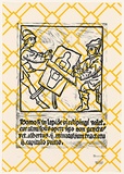 Artist: TYNDALL, Peter | Title: A Person Looks At a Work of Art. Someone looks at something ... IV | Date: 1988 | Technique: linocut, printed in black ink, from one block; screenprint, printed in yellow ink, from one stencil