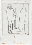 Artist: MADDOCK, Bea | Title: Figure and shadow I. | Date: May 1965 | Technique: line-etching, printed in black ink, from one copper plate