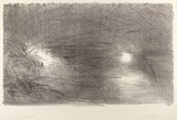 Artist: b'Mortensen, Kevin.' | Title: b'not titled [soft grey nocturnal landscape with two light areas]' | Date: 1985 | Technique: b'lithograph, printed in black ink, from one stone' | Copyright: b'This work appears on screen courtesy of the artist'