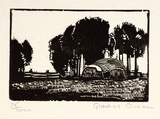 Artist: Owen, Gladys. | Title: (Haystack) | Date: 1937 | Technique: wood-engraving, printed in black ink, from one block | Copyright: © Estate of David Moore