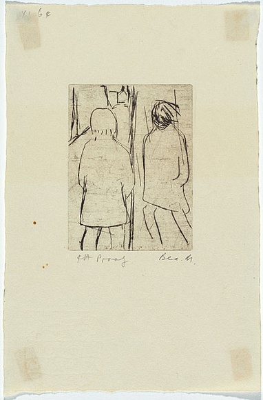 Artist: b'MADDOCK, Bea' | Title: b'Street reflection.' | Date: October 1964 | Technique: b'drypoint, printed in black ink, from one plate'