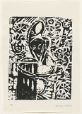 Artist: Grey-Smith, Guy | Title: Seated figure | Date: 1975 | Technique: woodcut, printed in black ink, from one block