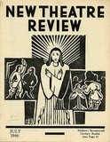 Title: New theatre review: July 1946 | Date: June 1946 | Technique: linocut, printed in black ink, from one block; letterpress text