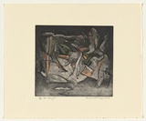 Artist: Leti, Bruno. | Title: Red triangle | Date: 1987 | Technique: etching and aquatint, printed in colour; additional hand-colouring