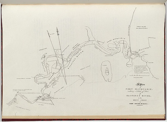 Artist: b'Wallis, James.' | Title: b'A plan of Port Macquarie including a sketch of part of Hastings River on the east coast of New South Wales.' | Date: 1821 | Technique: b'engraving, printed in black ink, from one plate'