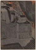 Artist: Rees, Ann Gillmore. | Title: not titled [on shipboard] | Date: c.1942 | Technique: engraved woodblock