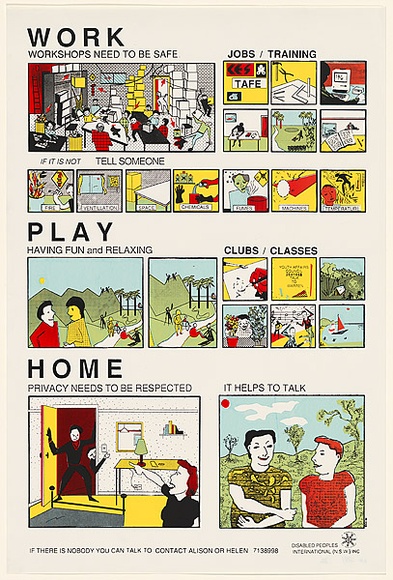 Artist: b'Stace, Glenn.' | Title: b'Work, Play, Home' | Date: 1986 | Technique: b'screenprint, printed in colour, from four stencils'