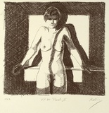Artist: Gurvich, Rafael. | Title: not titled [female nude leaning back on a shelf with both arms] | Date: 1982 | Technique: lithograph, printed in black ink, from one stone | Copyright: © William Kelly