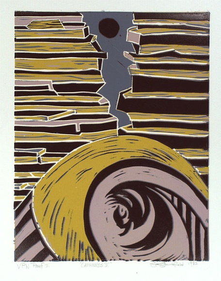 Artist: b'Stansfield, Sue.' | Title: b'Caithiness II' | Date: 1982 | Technique: b'linocut, printed in colour, from four blocks'