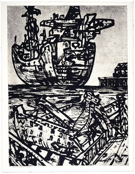 Artist: b'Senbergs, Jan.' | Title: b'The Port Liardet limner.' | Date: 1992 | Technique: b'etching, printed in black ink, from four copper plates' | Copyright: b'\xc2\xa9 Jan Senbergs'