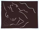 Artist: b'Nemec, Jane.' | Title: b'Woman with fan' | Date: 2000, September | Technique: b'linocut, printed in black ink, from one block'