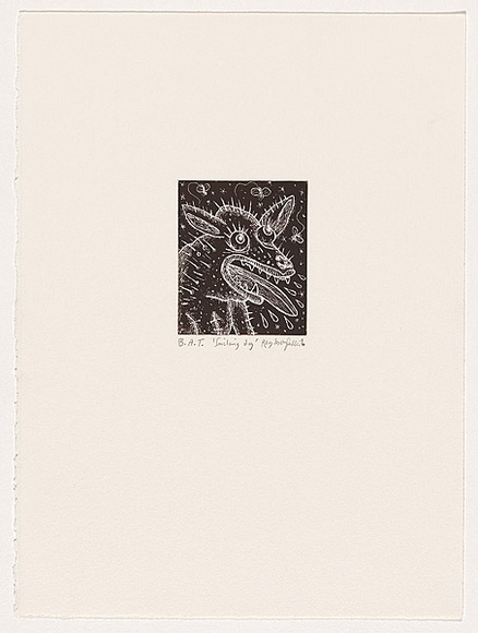 Artist: b'Mombassa, Reg.' | Title: b'Smiling dog' | Date: 2001 | Technique: b'relief-etching, printed in black ink, from one plate'