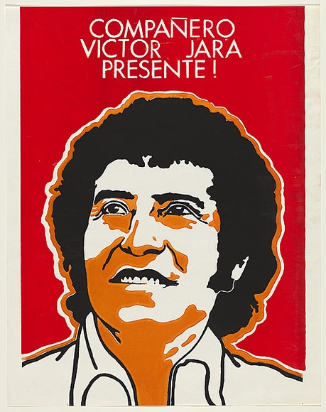 Artist: b'Villazon, Jorge.' | Title: b'Companero Victor Jara presente!' | Date: 1975 | Technique: b'screenprint, printed in colour, from three stencils'